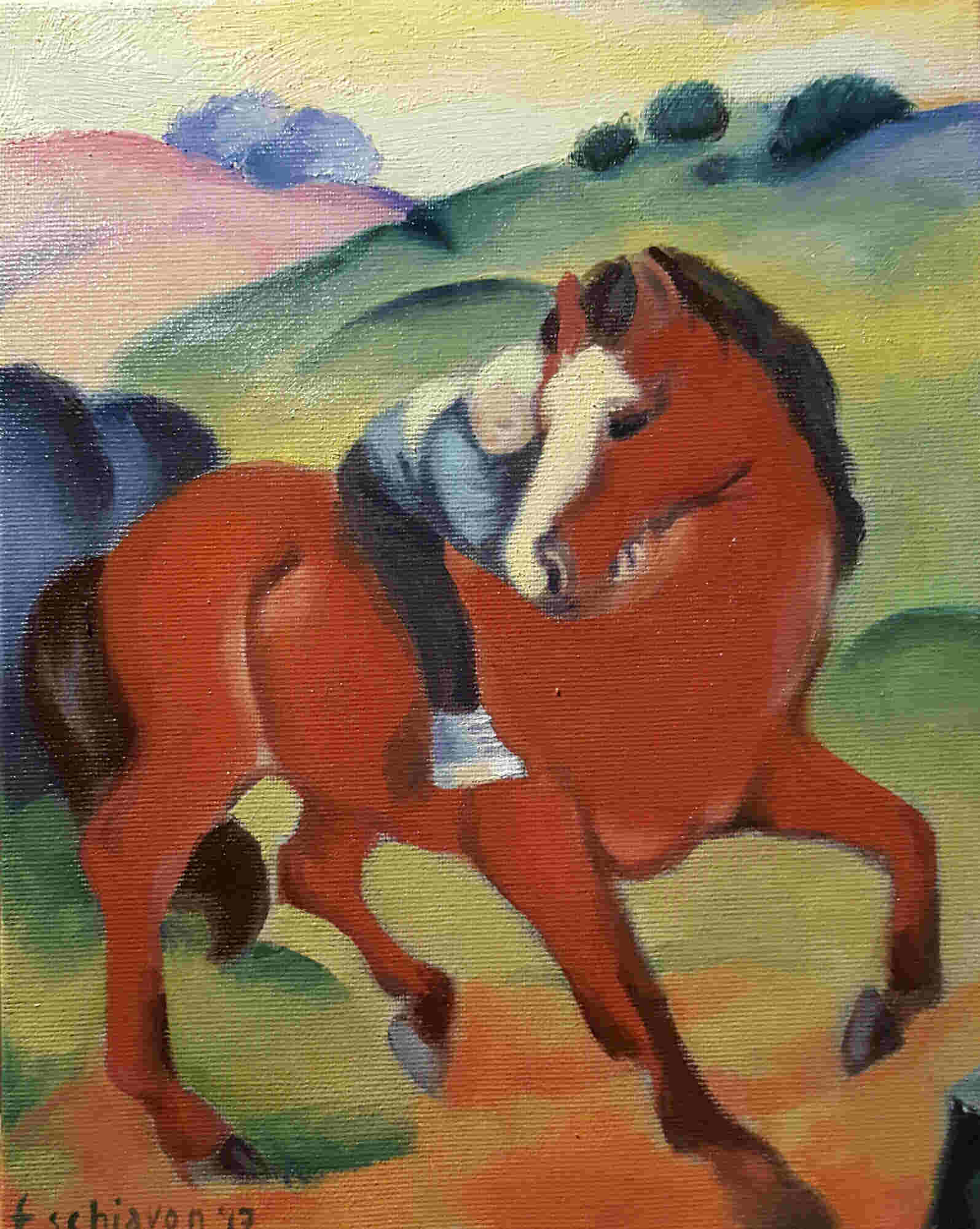 Ragazza su cavallo di Franz Mark  20 x 30 cm - tela 